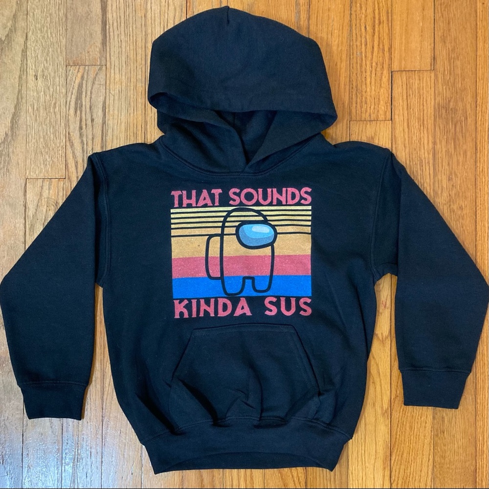 NWT Among Us Funny Youth Hoodie | Black, Size XS